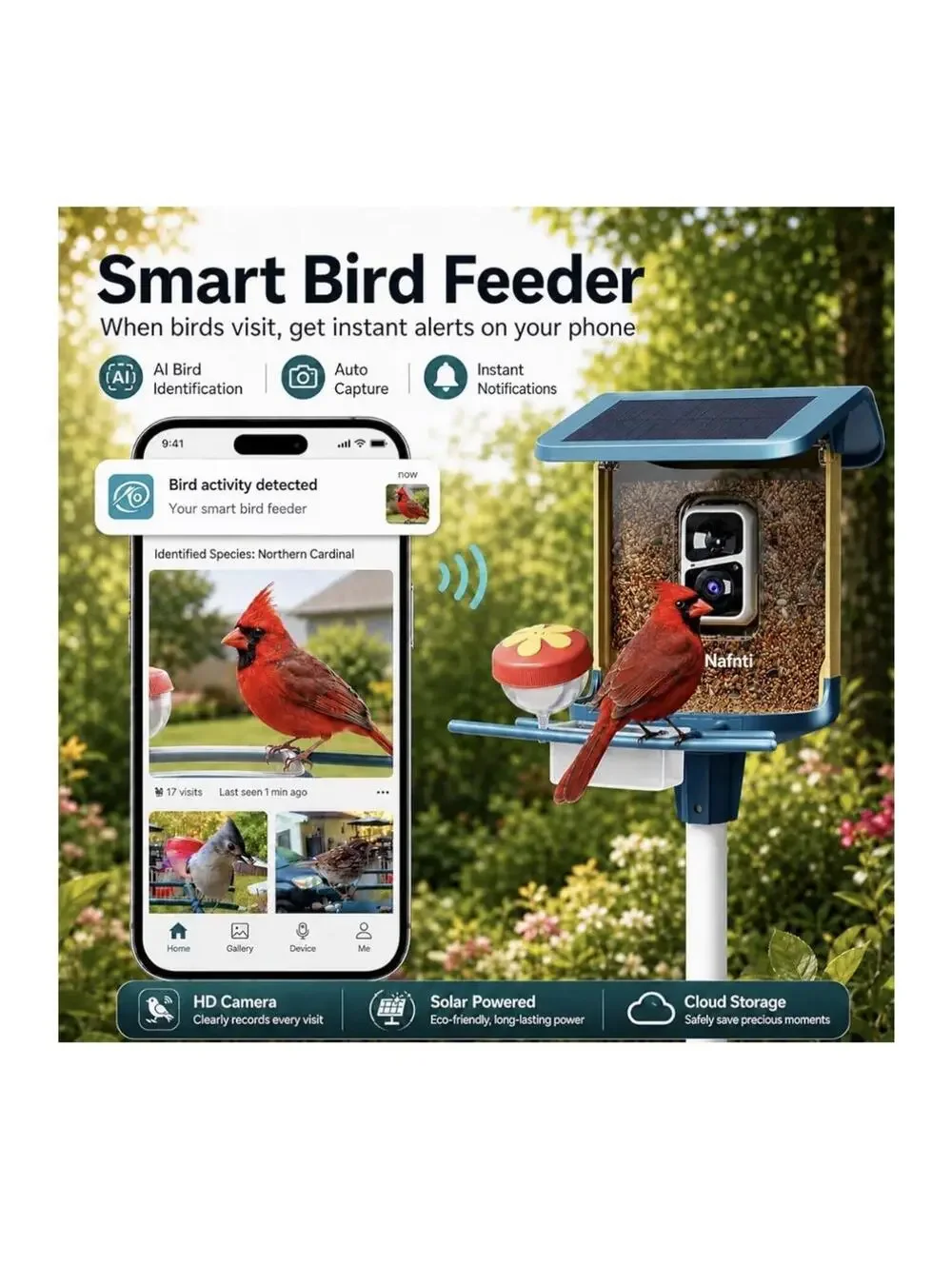 Camera Bird Feeders for Outside, Ideal Gift for Bird Lovers (Dark Blue)